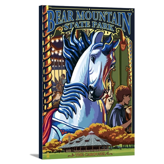 Bear Mountain State Park, New York - Carousel - Lantern Press Poster (16x24 Gallery Wrapped Stretched Canvas)