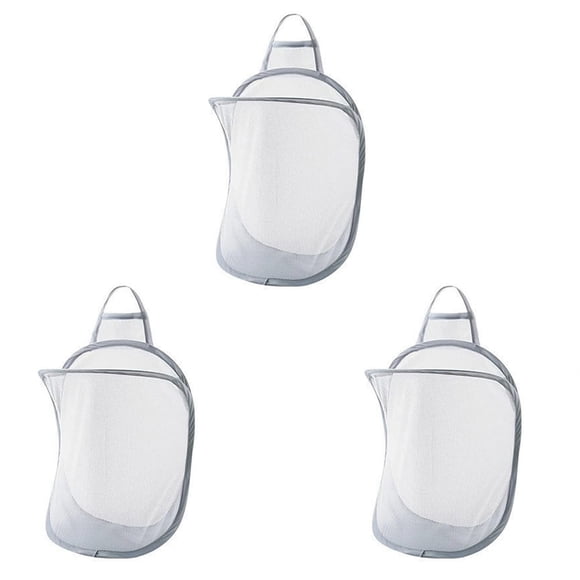 3X Cestos de LavanderíA de Pared PequeñOs Plegables de , Cesto de LavanderíA Colgante, para Uso en Hoteles, Dormitorios Universitarios, Color Gris