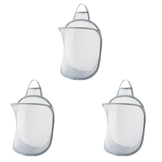 3X Cestos de LavanderíA de Pared PequeñOs Plegables de , Cesto de LavanderíA Colgante, para Uso en Hoteles, Dormitorios Universitarios, Color Gris