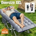 thumbnail image 2 of Oversized XXL Folding Camping Cot for Adults with Pad, Padded Portable Sleeping Cots, Camp Bed with Carry Bag for Outdoor Travel, Beach, Hiking, 2 of 16