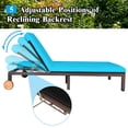 thumbnail image 3 of Patiojoy 2-Person Patio Rattan Recliner Chair Chaise Lounge Daybed with Wheels & Cushion Turquoise, 3 of 7