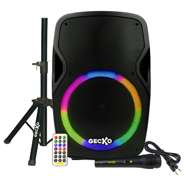 Bocina 15" Amplificada 19000 Watts Portátil Con Tws Bluetooth GECKO ELECTRONICS GK-15 Gecko Electronics GK-15