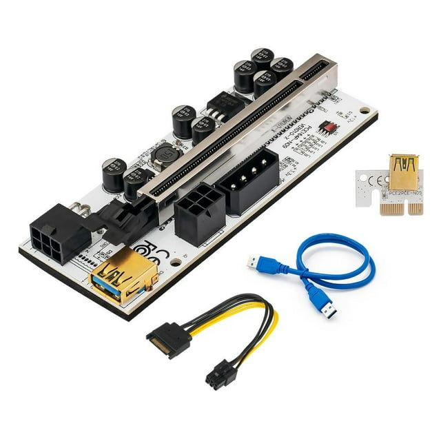 Tarjeta vertical PCI-E, cable de alimentación de 15 pines a 6 pines, 8 condensadores sólidos, cable de extensión USB de 60 cm, puerto dual de 6 Hugo Tarjeta vertical PCIE
