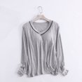 thumbnail image 2 of Shirt With Built In Bra Plus Size Fall Long Sleeve V Neck T Shirts Slim Fit Workout Casual Basic Fall Tops Outfits 2025 Gray M, 2 of 3