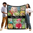 thumbnail image 3 of Custom Blanket with Photos Text Customized Blanket Personalized Flannel Throw Blankets for Adult Kid Birthday Christmas Fathers Mothers Valentines Day Customized Gift Blankets, 3 of 5