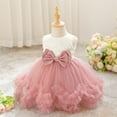 thumbnail image 4 of NAISIBABY Toddler Girls Princess Dress, Pleated Tulle Hem Sleevelss Bowknot Mesh Pageant Birthday Wedding Party Dress Pink 3T, 4 of 9