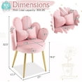 thumbnail image 2 of HYJY Petal Makeup Vanity Chair with Back,Flower Cute Girls Desk Chair Comfy No Wheels,Modern Dining Chair,Small Accent Chair with Adustable Gold Legs&Bow Pillow for Home Office,Bedroom,Velvet,Pink, 2 of 9