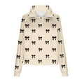 thumbnail image 4 of WRKEKC Womens Casual Daily Bow Print Long Sleeve Zip Neck Fashion Leisure No Hood Sweatshirt Top for Women Sweet Outfits with Playful Pattern, 4 of 5