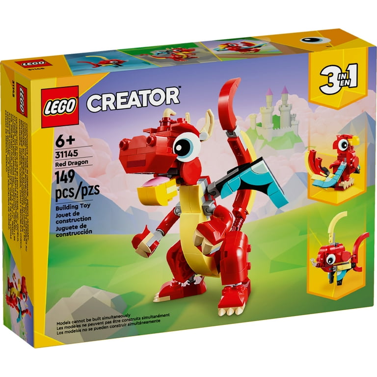 LEGO Creator 3 in 1 Red Dragon Toy, Transforms from Dragon Toy to