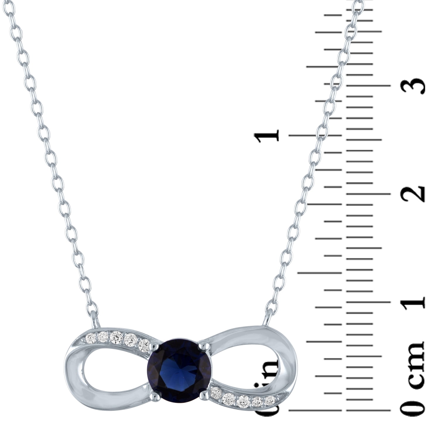Ladies Brilliance Fine Jewelry Simulated Blue Sapphire & CZ Sterling Silver Infinity Necklace, 18"