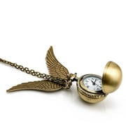 Harry Potter Snitch Pocket Watch Pendant Necklace Steampunk Quidditch Wings