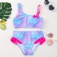 thumbnail image 4 of WOLLED 2PCS Kids Girls Summer Swimsuit Beach Swimwear Floral Quick Dry Bathing Suit One Shoulder Bikini Suit,Size 3-12T, 4 of 11