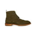 thumbnail image 3 of MADDEN Mens Olive Green Brogue Detailing Lace-Up Front Heel Pull-Tab Padded Remppr Wingtip Toe Block Heel Zip-Up Boots Shoes 9.5, 3 of 4