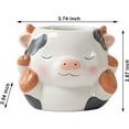 thumbnail image 2 of Cute Animals Planter, Mini Ceramic Cartoon Animal Shaped Succulent Flower Pot Indoor Air Plants Holder, Smooth Shiny Decorative Flower Cactus Planter - Plants Not Included (Milk Cow), 2 of 13