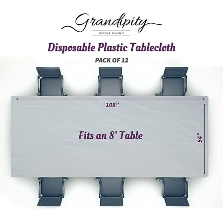 

Pack Premium Disposable Plastic Tablecloth For Parties 54 Inch. x 108 Inch. Decorative Rectangle Table Cover By Grandipity