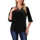 thumbnail image 1 of INSPIRAR CHIC Blusas de Terciopelo para Mujeres con Cuello en V, Manga 3/4, Tendencia Casual de Otoño Invierno, Blusa Suelta, Camiseta M Negra, 1 of 6