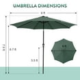 thumbnail image 2 of 9 ft Patio Umbrella with Patio Market Umbrella Base, Outdoor Table Market Umbrella with Water/Sand Self-Filled Base, Push Button Tilt/Crank, 8 Ribs, Dark Green, 2 of 5