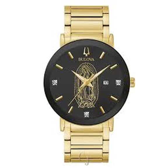 Bulova 42MM Black Guadalupe Natural Diamond Dial Watch. 97D134