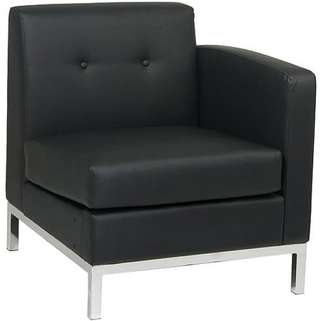 Avenue Six Wall Street Right Arm Facing Chair, Black Faux Leather