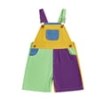 thumbnail image 4 of Kids Toddler Girl Boy Adorable Contrast Color Suspender Overalls Sleeveless Adjustble Straps Summer Romper Jumpsuit, 4 of 4