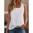 thumbnail image 3 of ZOELNIC 2-Pack Women's Summer Tank Tops 2025 Pleated Square Neck Solid Loose Fit Casual Sleeveless Flowy Tunic Shirts, S, 3 of 5