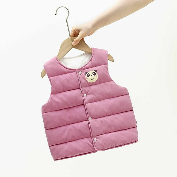 EQWLJWE Autumn And Winter Baby Boys Girls Baby Print Cardigan Vest Down Cotton Vest Inside And Outside Wear Girls' Outerwear Holiday Clearance