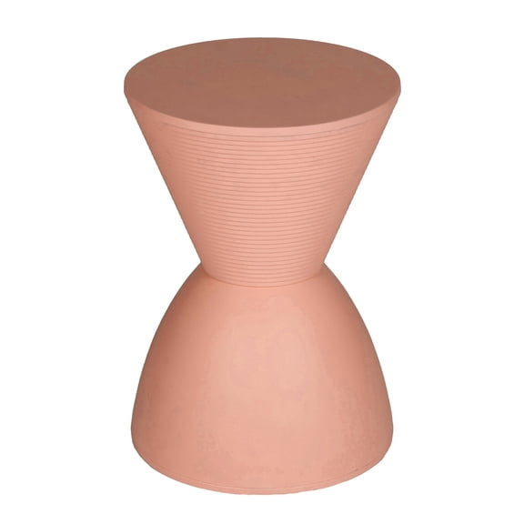 Benjara Niya 17" Side End Table- Round Top- Pedestal Base- Indoor Outdoor- Pink