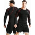 NELEUS Men's Dry Fit Compression Shirts, Long Sleeve, 3 Pack (Black