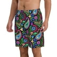 thumbnail image 2 of KLL Watercolor Floral Paisley Men's Casual Summer Beach Shorts Hawaiian Shorts with Pockets-Large, 2 of 5