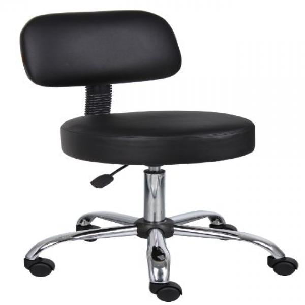 Boss Office Products B245-BK Be Well Medical Spa Stool with Back in Black