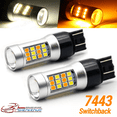 thumbnail image 1 of 2pc 7443 7440 7444 LED Turn Signal Switchback White/Amber DRL Parking Light Bulb,SHENKENUO, 1 of 9