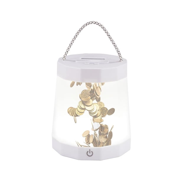 Bearachild Hucha inteligente Contador de monedas LED Lámpara de noche USB Recargable Ahorro de dinero Olla de almacenamiento de monedas con pantalla LCD Almacenamiento y organización del hogar EUR Bearachild HA025136-02