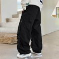 thumbnail image 4 of Nilvkv Boys Joggers, Boys Pants, Drawstring Elastic Waist Sweatpants accented with Side Pockets and Embroidered Detail for Daily Casual Black 11-12 Years, 4 of 6