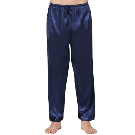 

Men With Drawstring Sleep Bottoms Pajamas Pants Solid Elastic Waist Polyester