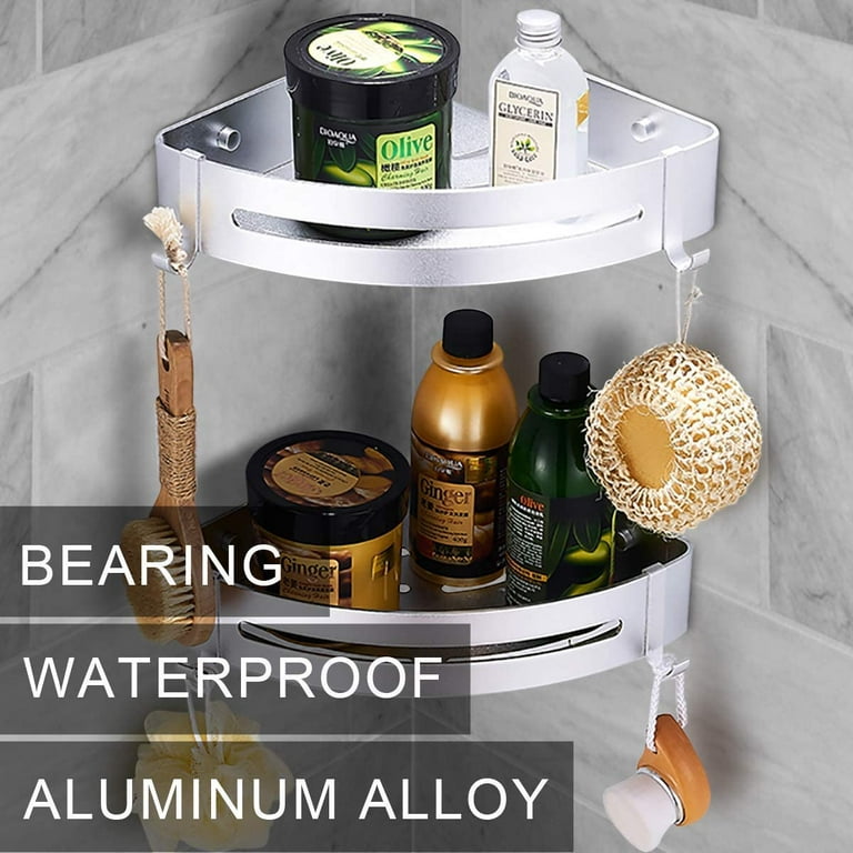Triangle Glass Shower Caddy Rack - Wall Mounted Bathroom Tray For