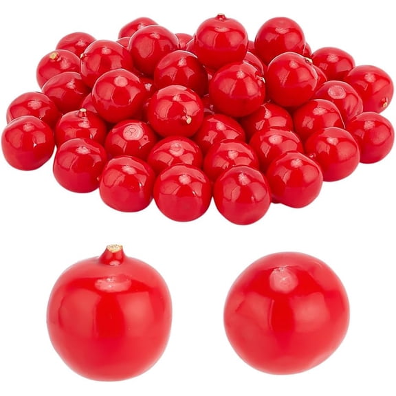 50pcs Red Apples 0.7 Inch Artificial Apples Faux Foam Decorative Fruit Simulation Realistic Fruit Little for Floral Arrangements Party Props Home Kitchen Christmas