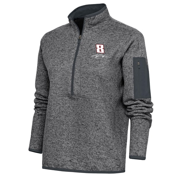 Women's Antigua Heather Gray Kyle Busch Fortune Half-Zip Pullover Sweater