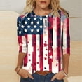 thumbnail image 2 of Miqool 4th of July Patriotic Shirts for Women, Casual Loose Crew Neck 3/4 Sleeve Tunic Tops Independence Day T-Shirts, 2 of 5