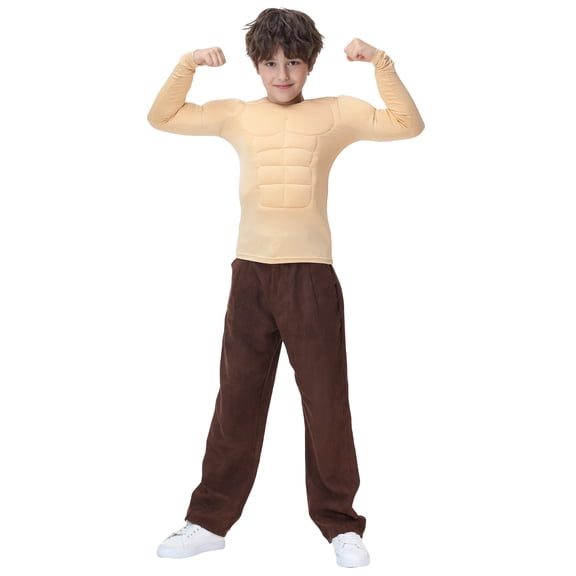 Seasons Kids Muscle Suit Costume - Funny Body Builder Costume for Boys Roleplay, Realistic Muscle Shirt for Halloween Dress Up Party