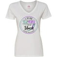 thumbnail image 3 of Inktastic Suicide Prevention- I Wear Teal and Purple for My Uncle Women's V-Neck T-Shirt, 3 of 5