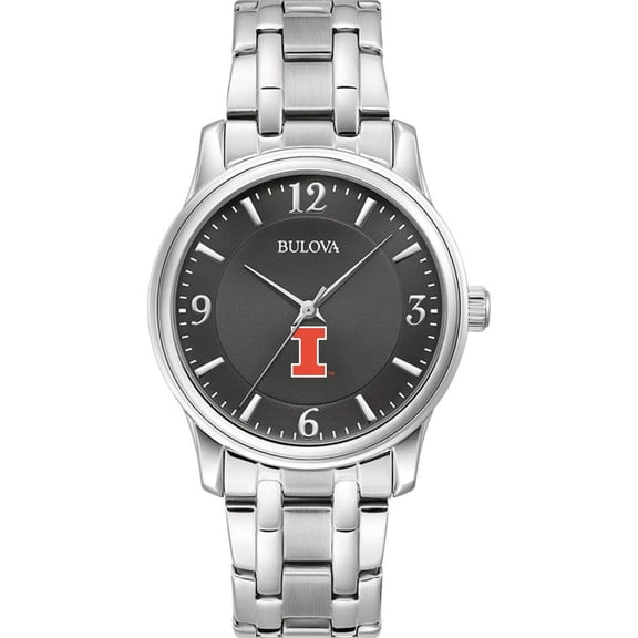 Men's Bulova Black Illinois Fighting Illini Stainless Steel Corporate Collection Watch