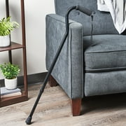 Equate Mobility Aluminum Offset Handle Cane with Foam Handle, Adjustable Height, Black