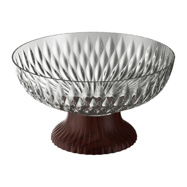 Frutero decorativo con pedestal para encimera de cocina y mesa de comedor. Gris transparente