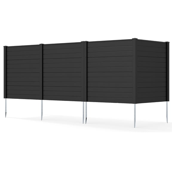Gymax 48'' W x 48'' H Outdoor Privacy Fence Screen 4 Panels Air Conditioner Fence with Galvanized Metal Ground Stakes