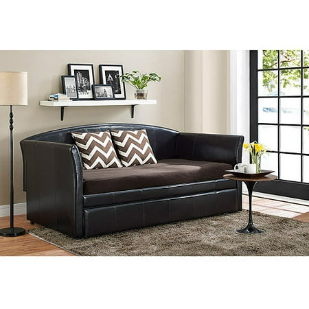 DHP Halle Upholstered Daybed And Trundle, Dark Brown - Walmart.com DHP Halle Upholstered Daybed and Trundle, Dark Brown - DHP Halle Upholstered Daybed And Trundle, Dark Brown - Walmart.com