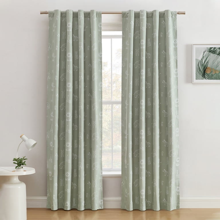 Ecologee Sage Safari Kids Blackout Curtain Panel, 84" photo 1
