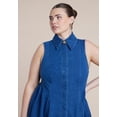thumbnail image 2 of ELOQUII Women's Plus Size Sleeveless Denim Button Detail Dress, 2 of 3