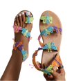 thumbnail image 3 of Willtoo Summer Women Sandals Bohemia Style Flat Thong Sandals Beach Shoes Colored Embroidered Butterfly Flip Flops Elegant Slip on Toe Ring Casual Dress Shoes, 3 of 6