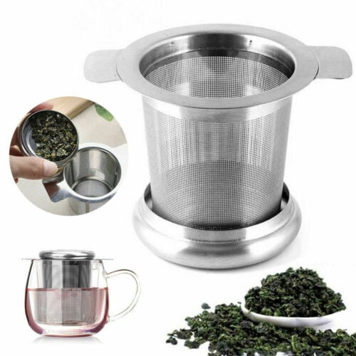 Stainless Steel Mesh Tea Infuser Metal Cup Strainer Loose Leaf Filter with Lid 