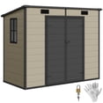 thumbnail image 2 of Outsunny 8' x 4' Resin Outdoor Storage Shed, Plastic Shed with Floor, Window, Lockable Doors and Vents, Light Brown, 2 of 9